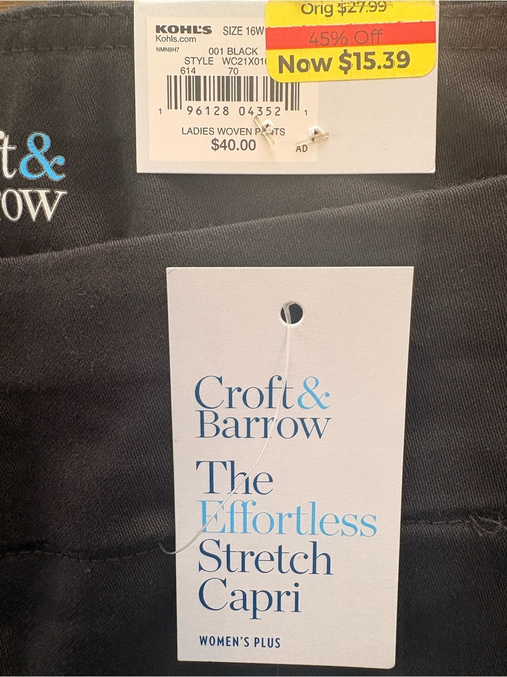 croft & barrow Black Stretch Capri Pants